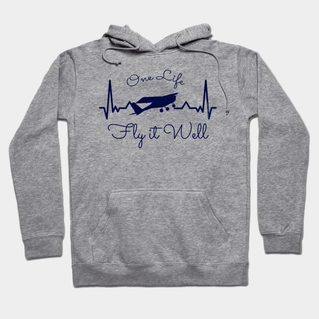 Flying Airplane Pilot Ultralight Heartbeat Design Hoodie by Dibble Dabble Designs